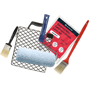 Spokar Uni Blauer Melange Set Roller für Halter 8 mm, 250 mm + Halter, Gitter, Folie, 2 × Pinsel