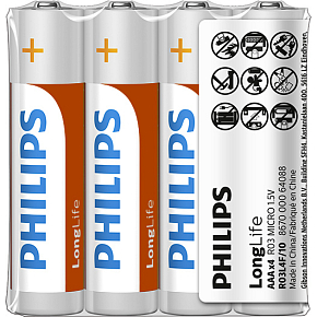 Batterie Philips Longlife 4 Stück AAA R03 1,5V