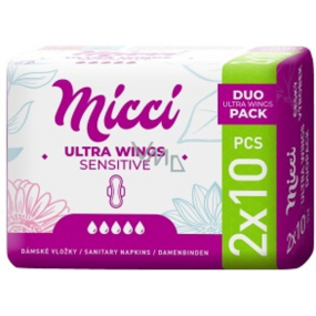 Micci Ultra Wings Sensitive Intim Pads mit Flügeln Duo 2 x 10 Stück