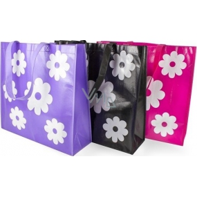 RSW Einkaufstasche mit Aufdruck Blumen schwarz 43 x 40 x 13 cm