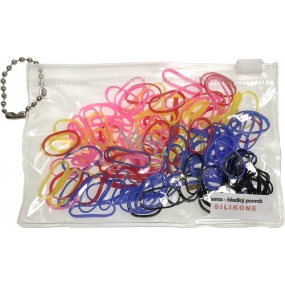 Haarband Silikon gelb, pink, rot, blau, schwarz Mix etue 10,5 x 7 cm