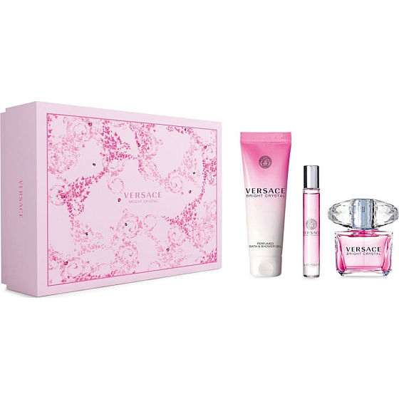 Versace Bright Crystal Eau de Toilette für Frauen 90 ml + Eau de Toilette 10 ml + Duschgel 150 ml, Geschenkset