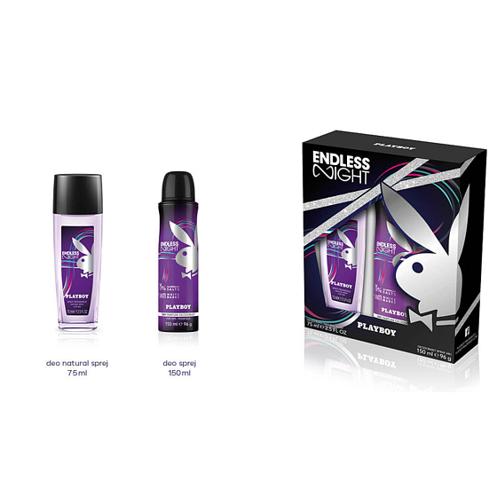 Playboy Endless Night für ihr parfümiertes Deodorantglas 75 ml + Deodorantspray 150 ml, Kosmetikset