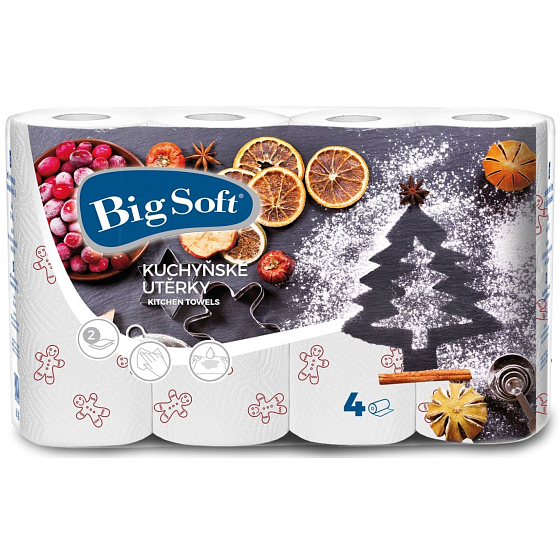 Große weiche Winter Papier Küchentücher mit Druck 2 Lage 4 Stück