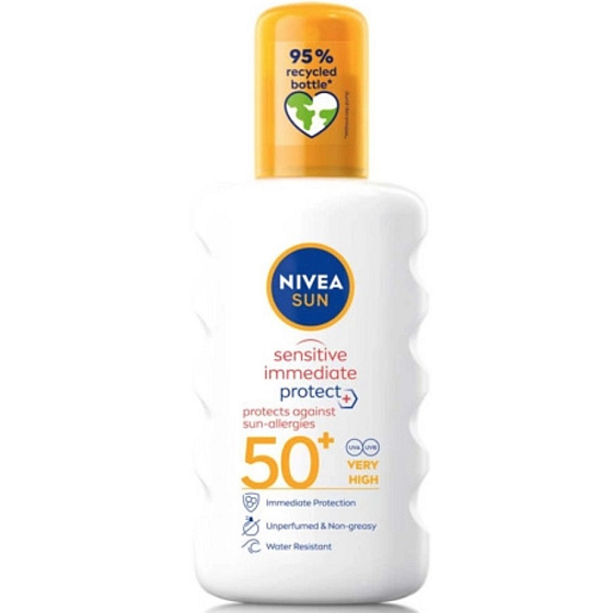 Nivea Sun OF 50+ Empfindliches wasserfestes Sonnenschutzspray 200 ml