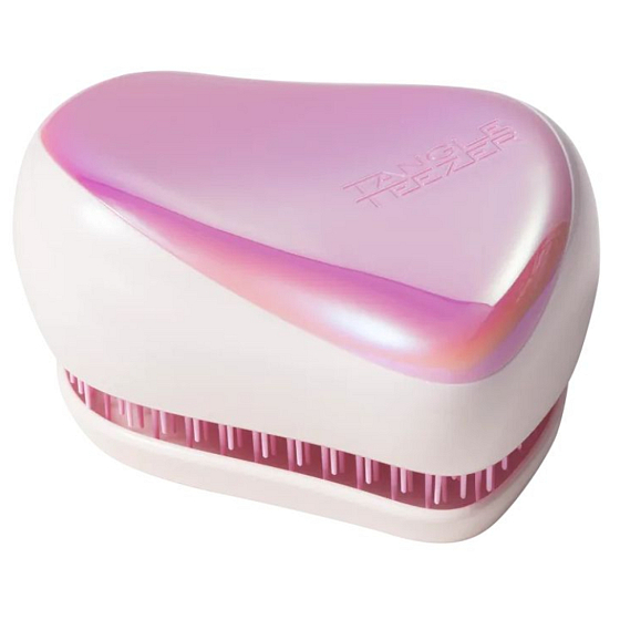 Tangle Teezer Compact Professionelle kompakte Haarbürste Holographisches Regenbogenrosa