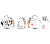 Charms Sterling Silber 925 Disney Minnie Mouse & Mickey Mouse Vorhängeschloss - ewige Liebe, Armband Perle