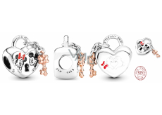 Charms Sterling Silber 925 Disney Minnie Mouse & Mickey Mouse Vorhängeschloss - ewige Liebe, Armband Perle, Liebe