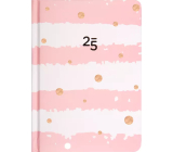 Albi Tagebuch 2025 wöchentlich - Rosa und weiß mit Punkten 12 x 16,8 x 1,5 cm