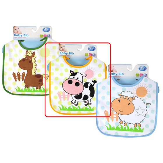 First Steps Farm Lätzchen Two Layer Cotton + Peva Cow Cow 1 Stück
