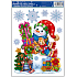 Fensterfolie ohne kleberfarbenen Schneemann und Teddybär 42 x 30 cm