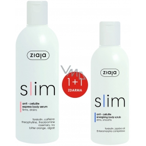 Ziaja Slim Anti-Cellulite-Körperserum gegen Cellulite 270 ml + Slim Anti-Cellulite-energetisierendes Körperpeeling 200 ml, Duopack