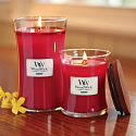 WoodWick Currant - Johannisbeerduftkerze mit Holzdocht und Glasdeckel klein 85 g