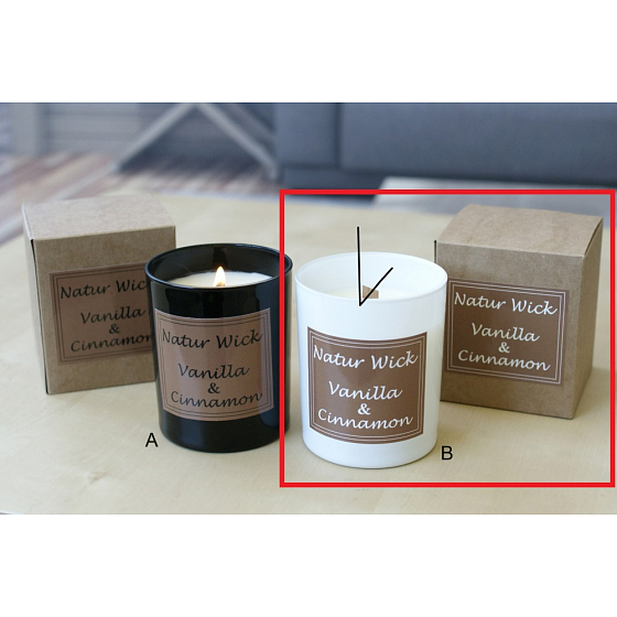 Lima Natur Wick Black & White Vanille und Zimt Aroma-Kerze Holzdocht weiß 175 g 1 Stück