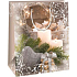 Ditipo Geschenkpapiertüte 26,4 x 13,6 x 32,7 cm Weihnachtskerzen, Nadeln, Lebkuchen