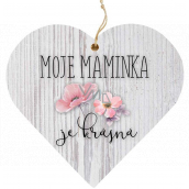 Bohemia Gifts Dekoratives Herz aus Holz mit Aufdruck Mom 12 cm