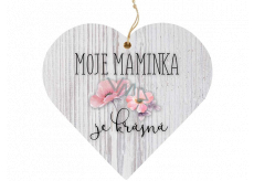 Bohemia Gifts Dekoratives Herz aus Holz mit Aufdruck Mom 12 cm