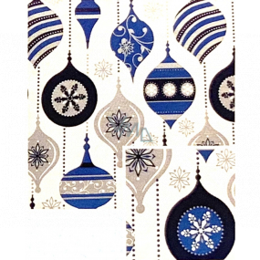 Nekupto Weihnachtsgeschenkpapier 70 x 1000 cm Weiß mit blauen und silbernen Verzierungen