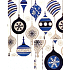 Nekupto Weihnachtsgeschenkpapier 70 x 1000 cm Weiß mit blauen und silbernen Verzierungen