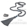 108 Mala Onyx Halskette mattierter Meditationsschmuck, Naturstein, geknotete Quaste, Perle 8 mm