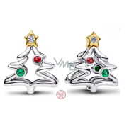 Charm Sterlingové stříbro 925 Vánoční kouzlo – stromek s hvězdou a zirkony, korálek na náramek vánoce