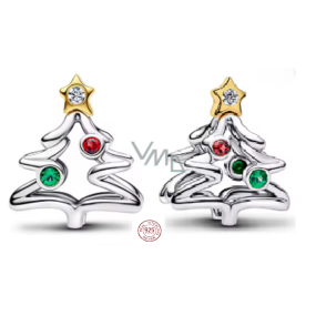 Charm Sterlingové stříbro 925 Vánoční kouzlo – stromek s hvězdou a zirkony, korálek na náramek vánoce