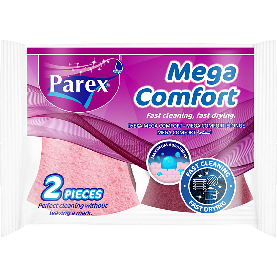 Parex Mega Comfort Schwamm zum Geschirrspülen mit Nagelschutz, 2 Stück