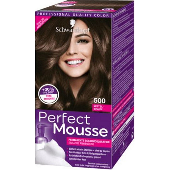 Schwarzkopf Perfect Mousse Permanentschaum Haarfarbe 500 Mittelbraun