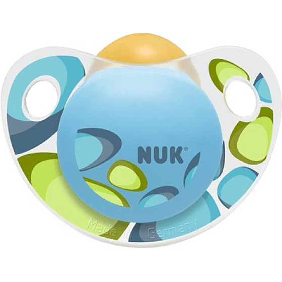 Nuk Trendline Adore kieferorthopädische Latexdecke 6-18 Monate verschiedene Farben und Muster 1 Stück