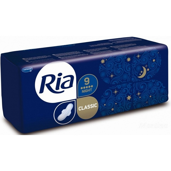 Ria Classic Night lange intime Pads mit Flügeln 9 Stück