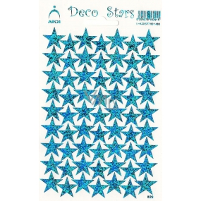 Bogen Holographische dekorative Aufkleber blaue Sterne 1 Bogen