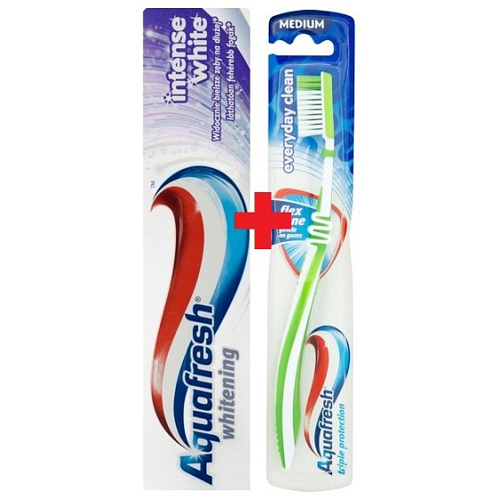 Aquafresh Whitening Intense White Zahnpasta 100 ml + Aquafresh Everyday Clean mittlere Zahnbürste 1 Stück