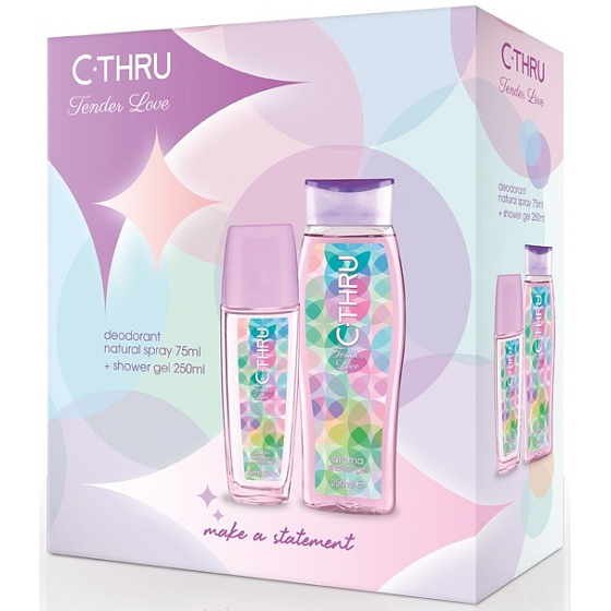 C-Thru Tender Love parfümiertes Deo-Glas 75 ml + Duschgel 250 ml, Kosmetikset für Frauen