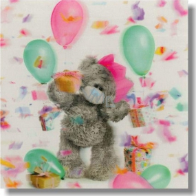 Me to You Herzlichen Glückwunsch zum Umschlag 3D Bear mit Luftballons und einer Krone von 15,5 x 15,5 cm