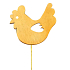 Huhn aus Holz 8 cm gelb + Draht