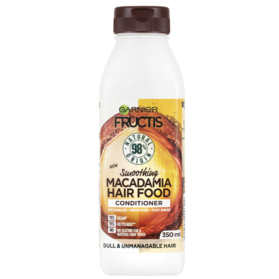 Garnier Fructis Smoothing Macadamia Hair Food Feuchtigkeitsspendender Conditioner für glatte Frisur für trockenes, widerspenstiges und krauses Haar 350 ml
