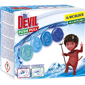 Dr. Devil WC Push Pull Gel Polar Aqua WC Block ohne Korb, 4 × 20 g