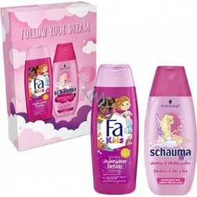 Fa Kids Girl Duschgel 250 ml + Schauma Kids Haarshampoo 250 ml, Kosmetikset für Mädchen