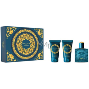 Versace Eros pour Homme Eau de Toilette 50 ml + After Shave Balm 50 ml + Shower Gel 50 ml, Geschenkset für Männer