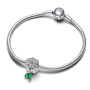 Charme Sterling Silber 925 Rose in Blüte, Perle auf Armband Natur