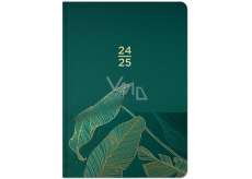 Albi Wochenkalender 18 Monate 2024 - 2025 Grün, Blattgold 12,5 cm x 17 cm x 1,3 cm