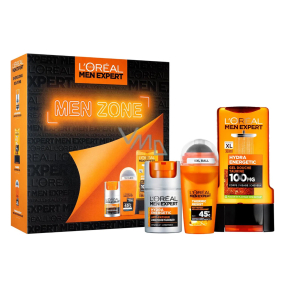 Loreal Men Expert Zone Hydra Energetic Duschgel mit Taurin 300 ml + Thermic Resist Antitranspirant Roll-on 50 ml + Hydra Energetic Feuchtigkeitscreme 50 ml, Pflegeset für Männer