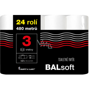 BALsoft Toaletní papír 174 útržků 3 vrstvý 20 m 24 kusů