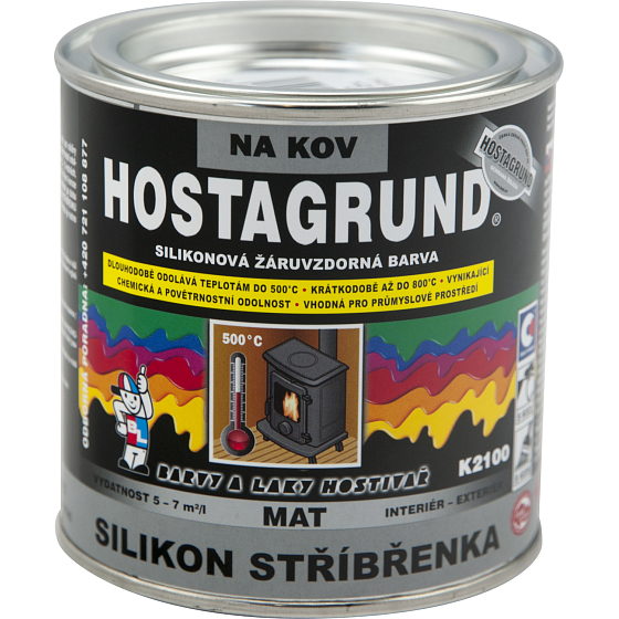 Hostagrund K2100 Silikon Stříbřenka Farbe auf Metall bis 500 °C, silber, 350 g