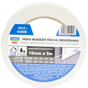 Mako Montageband für Spiegel, doppelseitig, Schaumstoff, Breite 19 mm, Länge 5 m