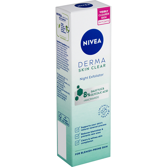 Nivea Derma Skin Clear Noční exfoliační pleťový peeling 40 ml