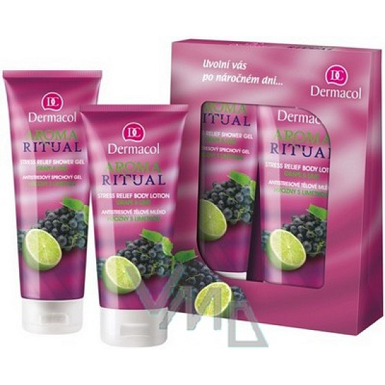 Dermacol Aroma Ritual Trauben mit Limette Anti-Stress-Duschgel 250 ml + Körperlotion 200 ml, Kosmetikset