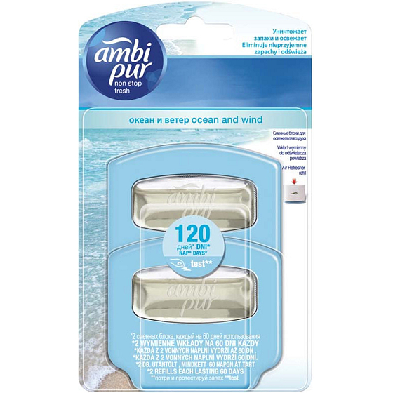 Ambi Pur Non Stop Fresh Ozean und Wind Lufterfrischer Nachfüllung 2 x 5,5 ml