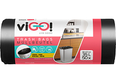 viGO Müllsäcke schwarz, 6 µ, 35 l, 48 × 57 cm, 50 Stk.