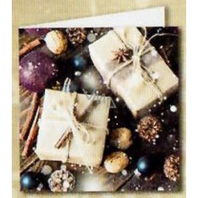 Nekupto Weihnachtsgeschenkkarten weiße Packung, Nüsse, Zapfen 6,5 x 6,5 cm 6 Stück